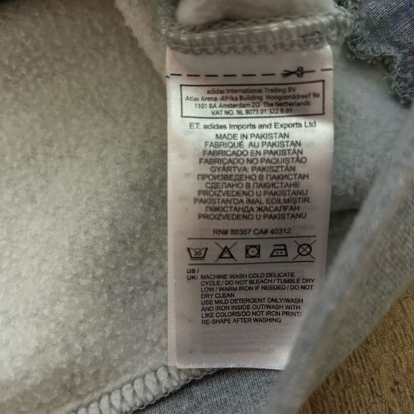 adidas Logo Graphic Sweatshirt XL 15/16 Fleece Grey/White Trefoil Logo - Picture 4 of 11